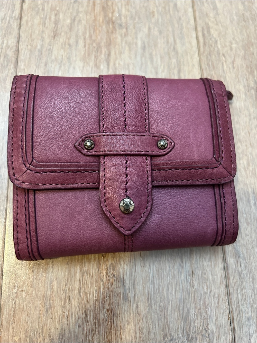 Sigrid Olsen Berry Leather Snap Wallet tons of card slots zipper purse mini